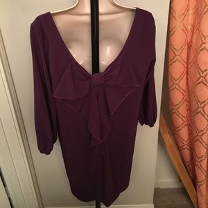 Purple shift dress with bow detail
